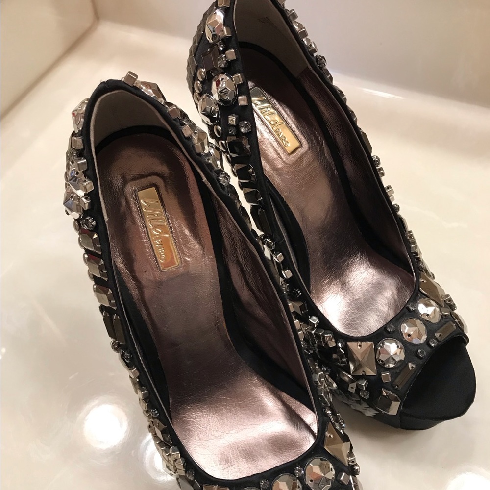 Black Studded Platform Heels - Picture 4 of 6